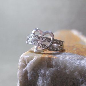 Sterling Silver Ring FLYING HEART with CZ Accents
